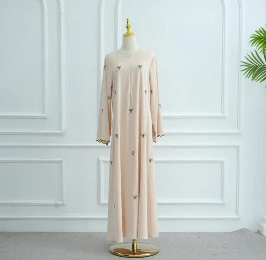 Serene Bow Abaya in Beige